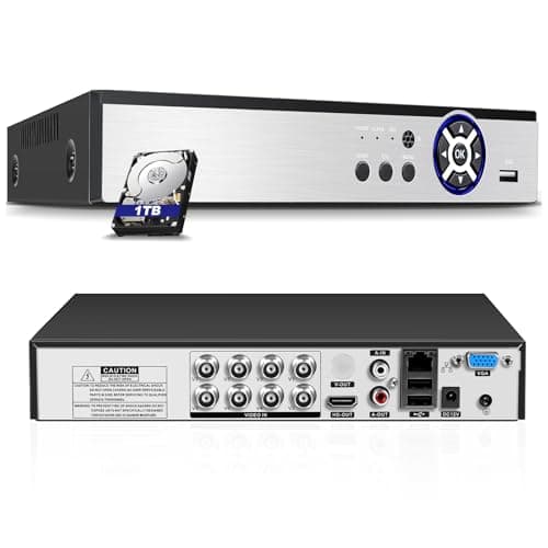 Image of 8 Channel 5MP H.265+ Security DVR Recorder with AI Human Detection, 8CH Hybrid 6-in-1 CCTV DVR for Surveillance Camera, Supports 8CH Analog and IP Cameras, Mobile APP & PC Remote