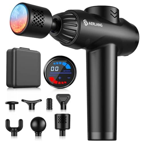Image of AERLANG Massage Gun with Heat and Cold,Massage Gun Deep Tissue, Muscle Percussion Massager with 20 Speeds with LCD Touch Screen 7 Heads Massager Gun for Home Office Workout Muscle Pain Relief