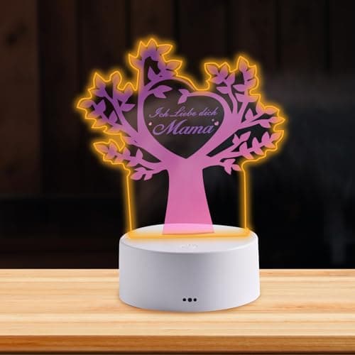 Image of LParkin 3D Night Light for Mum, Colourful Acrylic Night Light with Engraving for Mum, 3 Colour Touch Switch LED Night Light for Mum, Gifts for Mum from Daughter Son, Birthday Gift for Mum