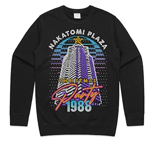 Image of Sanfran Clothing Nakatomi Plaza Party 1988 Christmas Sweatshirt Xmas Funny 80's Die Movie Bruce Jumper Sweater 5XL / Black