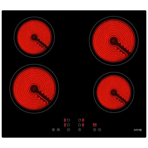 Image of Electric Hob - Ceramic Hob, 60cm Built In, 4 Cooking Zones, Sleek Black Glass Surface, Intuitive Touch Control Panel, Child Lock, Perfect For Modern Homes - C01CH60E28