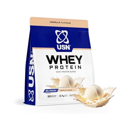 Image of USN Whey Protein Powder 900g (30 Servings) Vanilla - High Protein Shake with 20g Protein per Serving - No Added Sugar, Soy or Preservatives - Supports Muscle Recovery, Growth & Maintenance