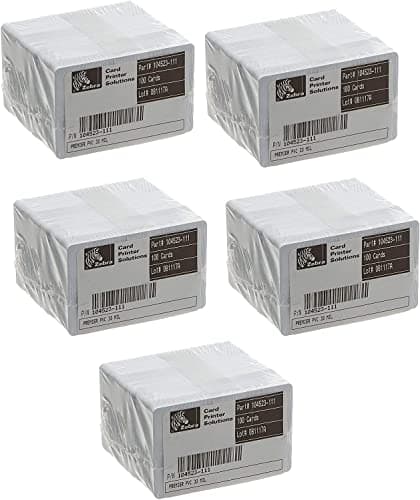 Image of Premier Quality PVC Plastic ID Cards for Zebra and Other ID Card Printer, 30 mil, 076mm, 104523-111T, Blank White, (500 Cards)