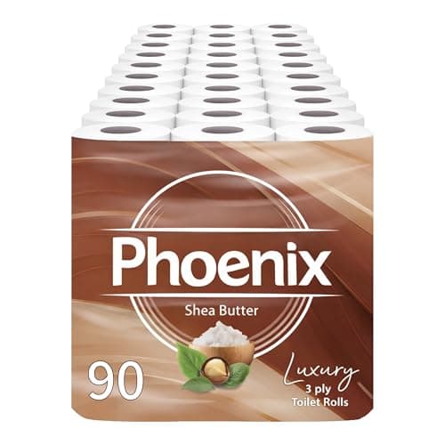 Image of Phoenix Toilet Rolls – 90 Pack | 3 Ply Shea Butter Scented Toilet Paper | Bulk Buy, Soft, Quilted, Sustainably Sourced, Eco- Friendly Luxury Bathroom Tissue
