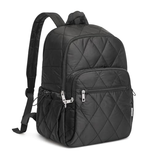 Image of G4Free Work Quilted Backpack for Women Travel Puffer Laptop Backpacks College Casual Daypack with Anti-theft Buckle(Black)
