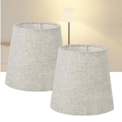 Image of bangminda 2PCS Lamp Shade 6" E14 Fabric Light Shade for Ceiling Lights Candle Lampshades Tapered Drum Light Shades for Table Lamps Pendant Light Chandeliers Wall Lamps 15x14x11cm (Linen)