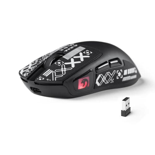 Image of MAMBASNAKE M4 Ultra-Light Wireless Gaming Mouse, 53g, PAW3311 Sensor, 24000 DPI, Tri-Mode Bluetooth/2.4G/Wired, RGB Lighting, 400mAh Battery, 20M Clicks, for Gaming/Work (Black-B)