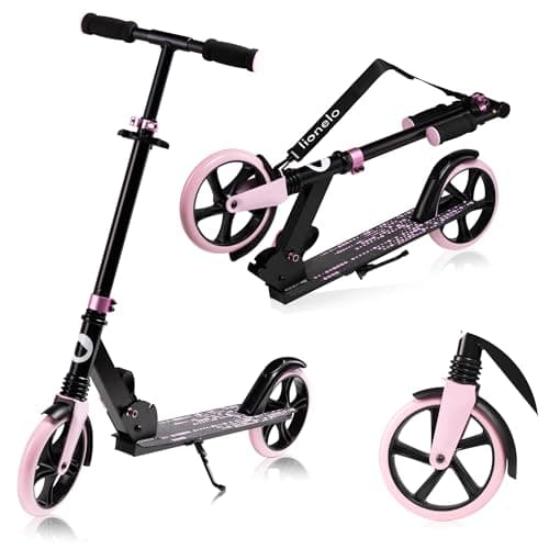 Image of Lionelo Luca Scooter Lightweight only 4kg Foldable and ShockResist for Kids and Teens up to 100kg (220 LBS) Adjustable Handlebar Heights, Non-Slip Platform Rear Brake 20cm (8'') wheels