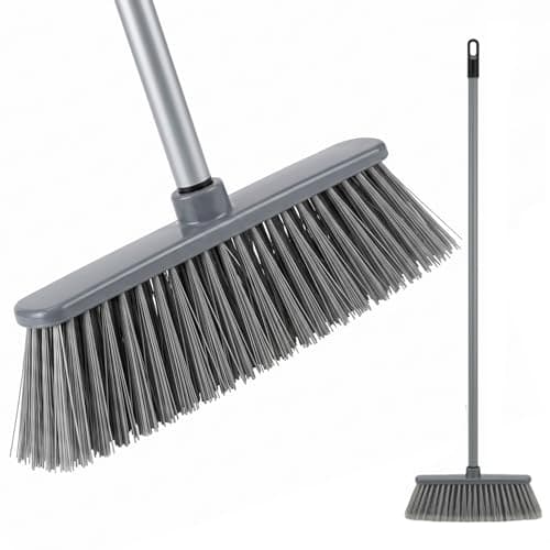 Image of EDS 12'' Soft Bristle Indoor Broom with 120cm Stainless Steel Handle Lightweight Sweeping Brush for Tile Wood & Laminate Floors Ideal for Kitchen Living Room Patio & Pet Hair Removal (PACK OF 1)