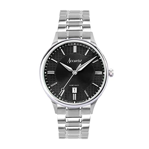Image of Accurist Mens Classic 37mm Quartz Watch in Black with Analogue Display, and Stainless Steel Bracelet 73006