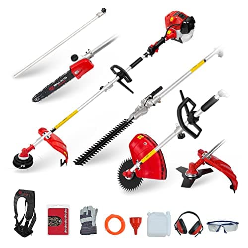 Image of BU-KO 52cc Long Reach Petrol Multi Functional Garden Tool Including: Strimmer, Hedge Trimmer, Pruner Chainsaw, Brush Cutter with 2.4mm Thick Trimmer Line & 1m Extension Pole 1 Year Warranty