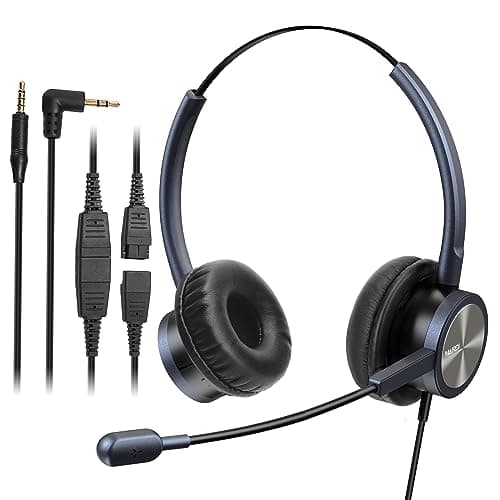 Image of MAIRDI Phone Headset with 2.5mm & 3.5mm Jack for Deskphone Cell Phone PC Laptop, CallCenter Office Headset with Microphone Noise Canceling for Panasonic AT&T Vtech Cordless DECT Phone for Polycom