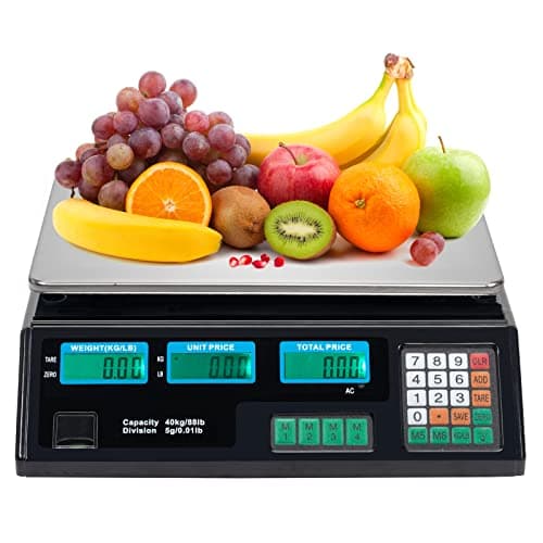 Image of Bonnlo 88LB 40KG Deli Electronic Commercial Price Computing Scale w/LCD Display, Stainless Steel Platform & Charging Cable for Store, Kitchen, Restaurant Market, Farmer, Food, Meat, Fruit