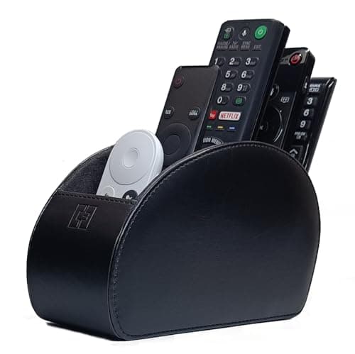 Image of Remote Control Holder with 5 Pockets TV Remote Control Tidy and Organiser, Black PU Leather Living Room and Bedroom Storage Caddy Box CEG-10 by Connected Essentials