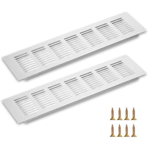 Image of Plinth Air Vent Grille Cover 300 x 80mm Silver Ventilation Grilles Kitchen Plinth Vents with Screw for Cupboard Cabinet 2 Pcs