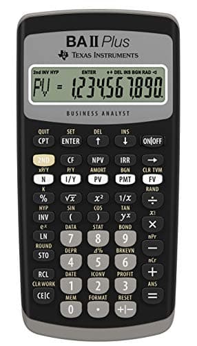 Image of TEXAS INSTRUMENTS BA II Plus Financial Calculator (Single Line, 10 Digit Display, Battery Operated) Black/Grey