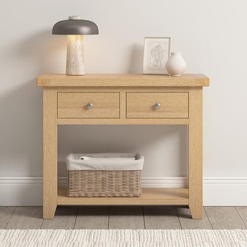 Image of Seconique Windsor 2 Drawer Console Table in Natural Oak