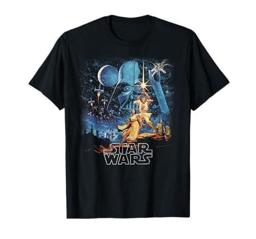 Image of Star Wars A New Hope Faded Vintage Poster Graphic T-Shirt T-Shirt