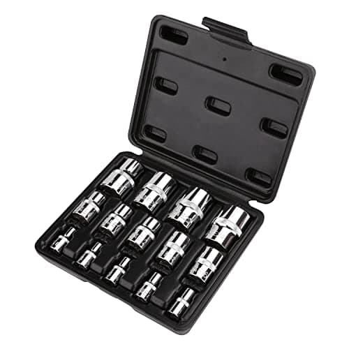 Image of Amazon Basics 14-Piece External Torx Socket Set, E4–E24, 1/4", 3/8", 1/2" Drive, with Storage Case
