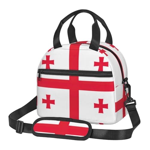 Image of FSCEV Flag of Georgia Lunch Bag Reusable Hand Carried Crossbody Warm Fresh-Keeping Bag