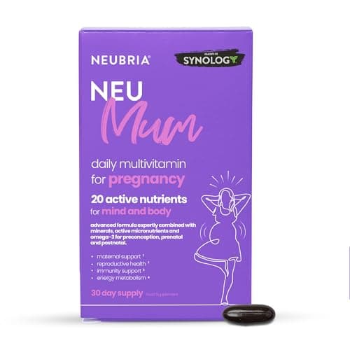 Image of NEUBRIA Neu Mum Pregnancy Vitamins for Woman – Prenatal & Postnatal Multivitamins with Omega 3 (DHA & EPA), Folic Acid 400mcg, Iron & Vitamin D – Conception & Breastfeeding Supplement – 30 Softgels