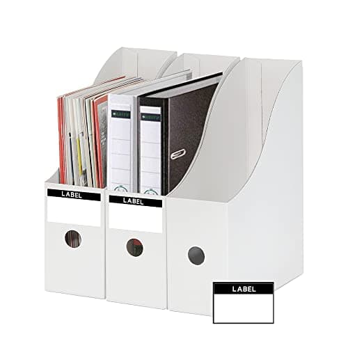 Image of JINCHIDA 3 Pack Magazine File Holder with 3 Labels,Cardboard Magazine Holder for Files,Document Folder Holders A (White, 3 PACK)