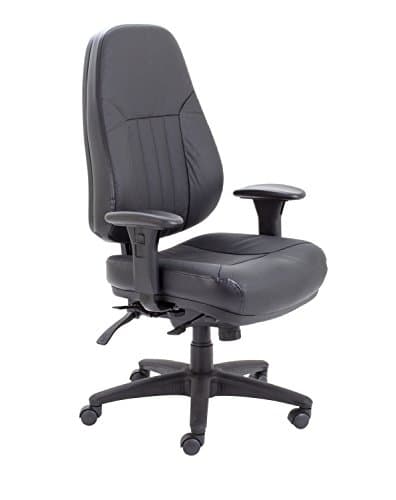 Image of Office Hippo Desk Chair, Ergonomic Heavy Duty Office Chair, Highly Adjustable For Extra Comfort, Tilt Tension Computer Chair For 24 Hour Daily Use, 152Kg User Weight - Black Leather Faced