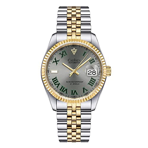 Image of CADISEN Automatic Watches Men's Mechanical MIYOTA 8215 Business Waterproof Wristwatch, Gold grey, Mechanical