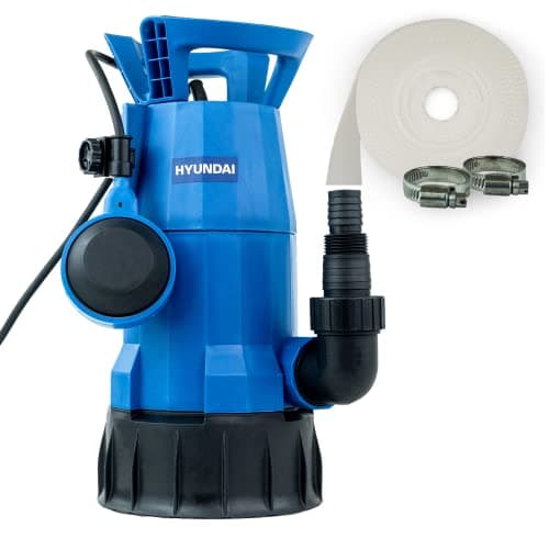 Image of Hyundai 1100W Submersible Water Pump for Clean & Dirty Water, 25–32mm 1–1½ Inch Hose, 14,000L/hr Flow Rate, 7m Lift, Automatic Float Switch, 3 Year Warranty