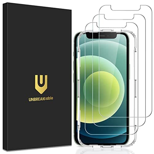 Image of UNBREAKcable 3-Pack Screen Protector for iPhone 12 mini, Double Shatterproof Tempered Glass [Easy Installation] [9H Hardness] [99.99% HD Clear] [Case Friendly] for iPhone 5.4 inch