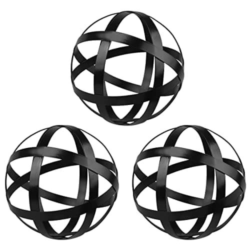 Image of YiYa Metal Decorative Sphere Set of 3 - Metal Band Decorative Ball (black)