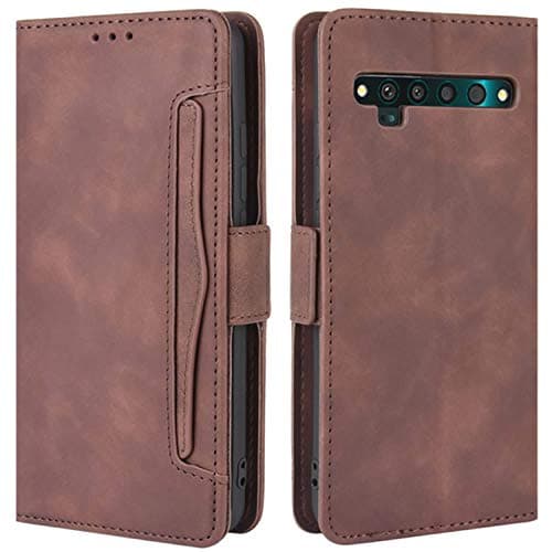 Image of HualuBro Case for TCL 10 Pro Phone Case, Magnetic Full Body Protection Shockproof Stand Folio Flip PU Leather Wallet Case Cover with Card Holder (Brown)