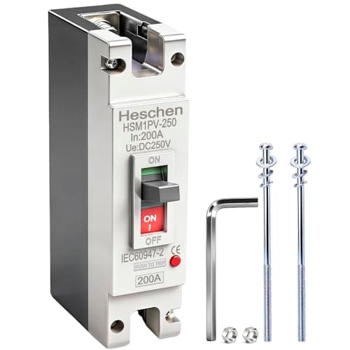 Image of Heschen DC Molded Case Circuit Breaker MCCB, 1 Poles, DC 250V, Photovoltaic Circuit Breaker, for Solar PV System Solar Panels Grid System (HSM1PV-250 200A)