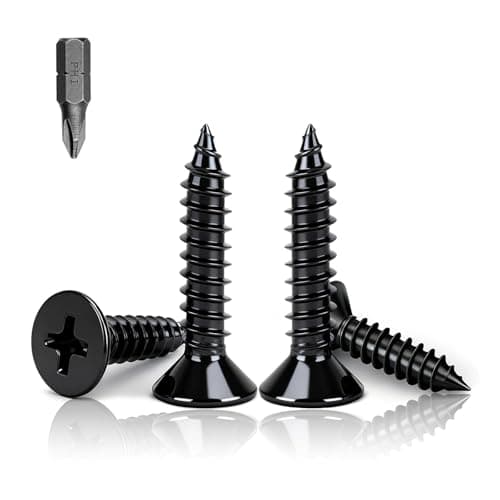 Image of PDKKFF M3x10mm Flat Head Wood Screws, 150Pcs Black Self Tapping Screws, Carbon Steel Phillips Countersunk Head Screws for Woodworking, Furniture, DIY