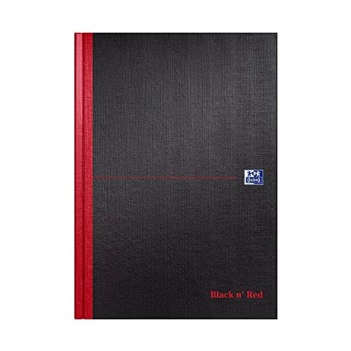 Image of Black n' Red A4 Narrow Ruled Casebound Hardback Notebook - Black/Red