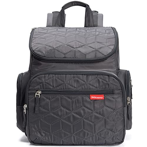 Image of Bebamour Changing Bag with Baby Changing Mat, Mesh Bag, Insulated Bag, Large Baby Changing Bags, Grey