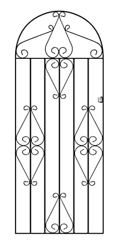 Image of Classic Scroll Tall Bow Top Metal Garden Gate Galvanised Wrought Iron Style Swing Gate (838mm Gap x 1791mm High CBZP41)