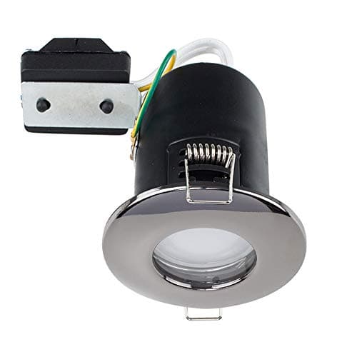 Image of MiniSun | Fire Rated Black Chrome Domed Ceiling Downlights | Bath Recessed Lighting, Home Décor & Improvement Essential | Pack of 4 | Includes 5W LED Bulbs [6500K Cool White] | Mains Wired