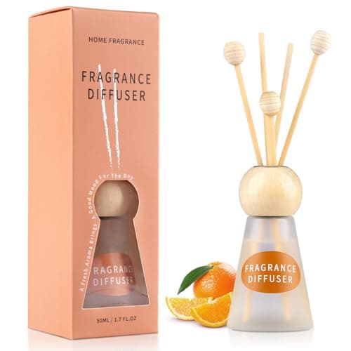 Image of Reed Diffuser Set, Ocean Citrus Scent with Reed Diffuser Sticks, 50ml Cone-Shaped Bottle with Round Wooden Cap, Ideal for Room Decor and Home Decor, Bathroom Air Freshener, Home Essentials