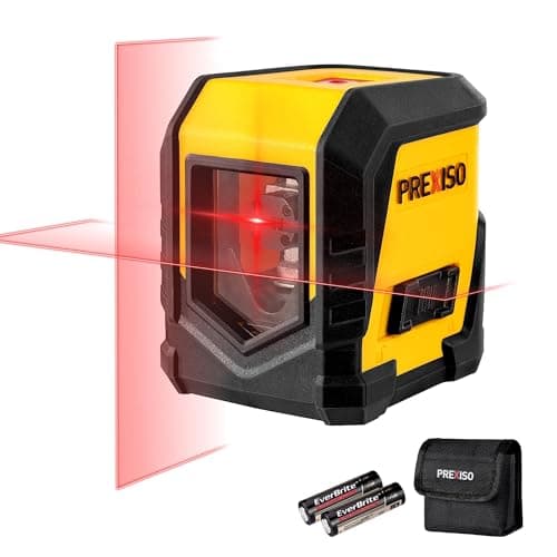Image of PREXISO Cross Laser Level 15 m - Self-Leveling Mode with LED Indicator, Horizontal and Vertical Laser Level, Line Leveler Tool with Batteries for Hanging Pictures