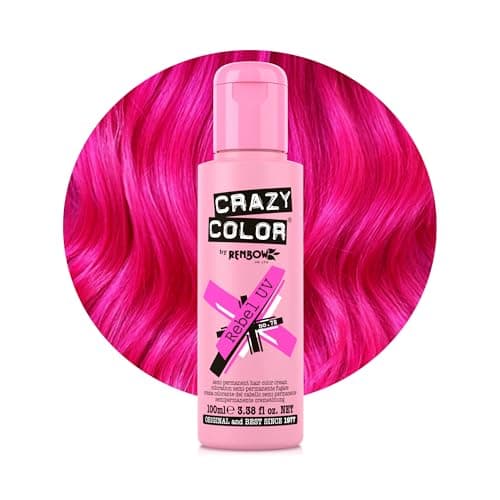 Image of Crazy Color Vibrant Rebel UV Semi-Permanent Hair Dye. Highly Pigmented Neon Pink Conditioning & Oil Nourishing Vegan Formula | No Bleach or Ammonia | 100ml