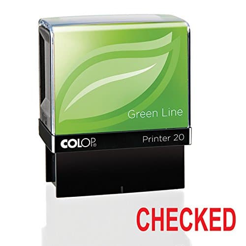 Image of Colop Green Line Word Stamp Checked Imprint 38x14mm Red