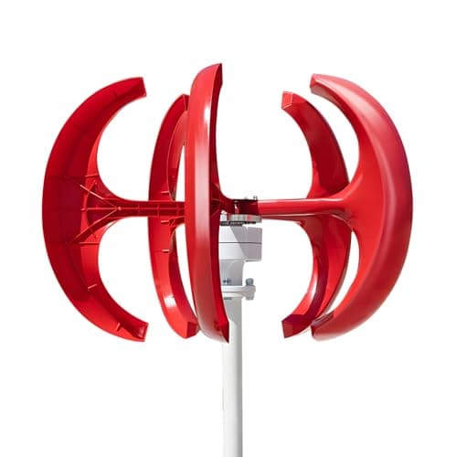 Image of Awjaisca 1000w 12v/24v Wind Generator Kit,5-Blade Lantern Winds Generator,Vertical Wind Turbines,Electromagnetic Electricity Producer Equipment Red