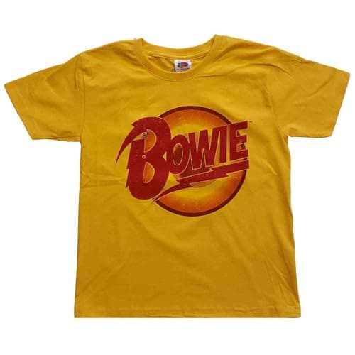 Image of David Bowie Kids T-Shirt Diamond Dogs Logo Nue Official Yellow Ages 3-14 Years