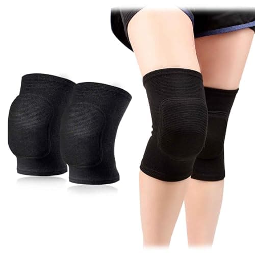 Image of AYNKH 1 Pair Stretchy Knee Pads, Full Black Soft Brace Breathable Sleeve Protective for Dance Volleyball Football Yoga Tennis Cycling Jogging