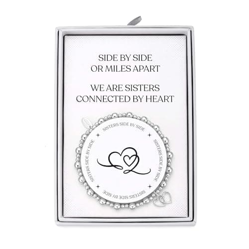 Image of Philip Jones Silver Plated Sister Quote Stretch Bracelet with Gift Box