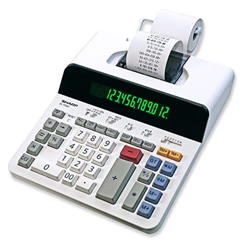 Image of Sharp 12-Digit Printing Calculator with Extra Large 10-Digit Option, 8.0 LPS Thermal Printer, No Ink Required, Full-Sized Keyboard, Easy Paper Load (ELT3301)