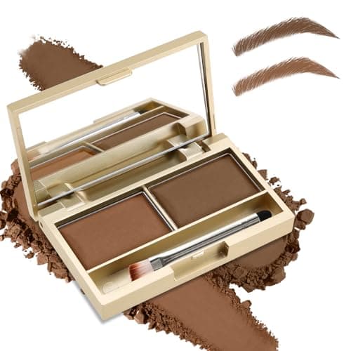 Image of Boobeen Eyebrow Powder Kit, 2-color Waterproof Eyebrow Palette Makeup to Definer & Filler Brows, Eyebrow Color Powder Shape Natural Looking Brow - with Mirror Brush (02# Light Coffee+Brown)
