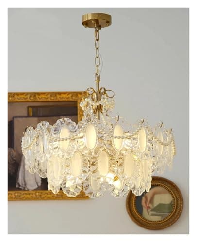 Image of IvyLoutish French Retro Bedroom Pendant Light Light Luxury Crystal Pendant Light Nordic Glass Dining Room Living Room Main Light