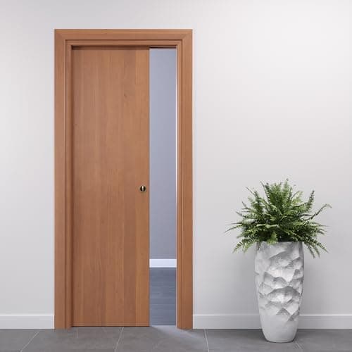 Image of PORTE ITALIANE Interior Door Sliding Door Concealed Door Modern Interior Doors High Density Wood Frames Water-Resistant Waterproof Various Sizes 90 x 210 cm Natural Walnut Lock
